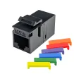 Simply 45 - S45-3250B - Cat5E UTP Black Keystone Feed-Thru Coupler - w/6-Color Snap-On ID Bars Included. 1ea/bag