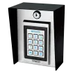 SECO-LARM - SK-B941-PQ - Post-Mount Bluetooth Keypad with Proximity Reader. Metal enclosure with hinged face plate for easy access to terminal block. 9-25VDC, one Form-C relay output, 1,000 users, audit trail.