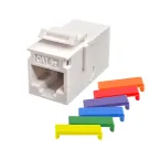 Simply 45 - S45-3250W-25 - Cat5E UTP White Keystone Feed-Thru Coupler - w/6-Color Snap-On ID Bars Included. 1ea/Bag, 25/Pack