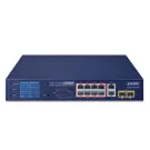 Planet - FGSD-1022VHP - 8-Port 10/100TX 802.3at PoE + 2-Port Gigabit TP/SFP Combo Desktop Switch with Smart Color LCD (120W PoE Budget)