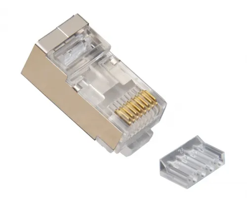 Platinum Tools - 106206J - RJ45 (8P8C) Shielded Cat6 2 pc. Connector w/ Liner, Round Solid, 3-Prong. 100/Jar.