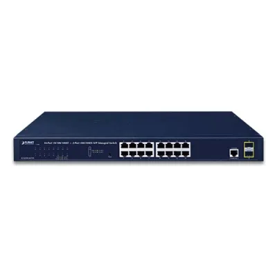 Planet - GS-4210-16T2S - IPv4/IPv6, 16-Port 10/100/1000Base-T + 2-Port 100/1000MBPS SFP L2/L4 SNMP Manageable Gigabit Ethernet Switch