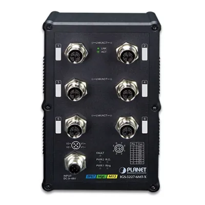 Planet - IGS-5227-6MT-X - Industrial IP67 Rated 6-Port 10/100/1000T M12 Managed Ethernet Switch (-40~75C, X-coded M12)