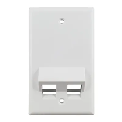 Simply 45 - S45-3202AW-25 - 2 Angled Port White Keystone Wall Plate, Standard, Single Gang, UL - 1EA/Bag, 25/Pack