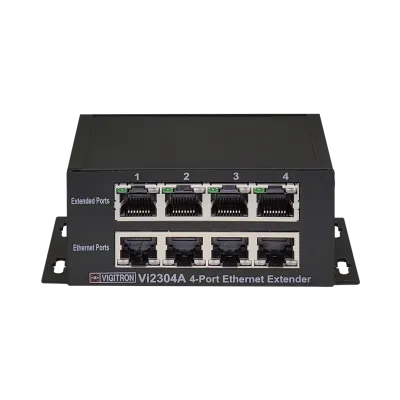 Vigitron - Vi2304A - 4-Port MaxiiCopper™ Ethernet Extender over UTP, af/at/bt 72W PoE, Requires 12VDC @ 3A PS, suggested Vi0014