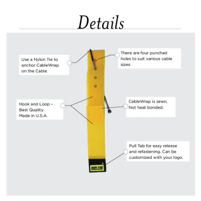 Rip-Tie - H-09-WO - One Inch Wide Original CableWrap with Write-On Pull Tab 1″ x 9