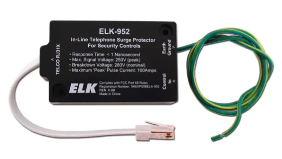 ELK - 952 - In-Line Telco Surge Suppressor for Security Controls