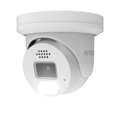 AVYCON - AVC-NDE51F28 - 5MP (2592x1944), H.265+ Turret IP Active Deterrence Full Color Camera, True WDR, AI, InfiniteColor™, 5MP@30FPS, Triple Stream, 2.8mm Lens, MicroSD, Onvif, DC12V / PoE, IP67, White