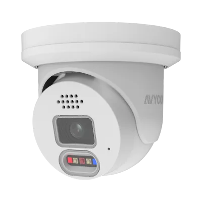AVYCON - AVC-NDE81F28 - 8MP (3840x2160), H.265+ Turret IP Active Deterrence Full Color Camera, True WDR, AI, InfiniteColor™, 8MP@30FPS, Triple Stream, 2.8mm Lens, MicroSD, Onvif, DC12V / PoE, IP67, White