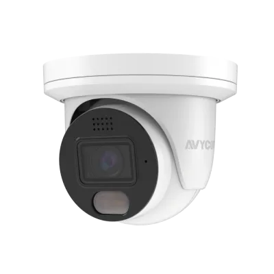 AVYCON - AVC-NUE41F28 - 4MP H.265+ InfiniteColor, Turret AI Diversity Active Deterrence IP Camera, F1.0, True WDR, Ultra Low Light, 4MP@30FPS, Full Color (white light), Built-in Mic, Speaker (2-way), Siren, 2.8mm Fixed Lens, MicroSD, Onvif, DC12V / P