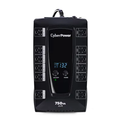 CYBERPOWER - AVRG750LCD - 750VA/450W, Simulated Sine Wave, NEMA 5-15P, 5 ft cord, 12 (6 surge, 6 surge + battery backup), PowerPanel Personal Edition software, 3 year warranty