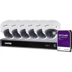 VIVOTEK - B6D80N82T - NVR, 2TB WD23PURZ HDD, FD9380-H-F2 x6 Bundle
