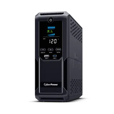 CYBERPOWER - BRG1500AVRLCD2 - 1500VA/900W Line Interactive UPS, Mini-tower, 12 Outlets, AVR, LCD, USB Charging, 5 Yr Warranty