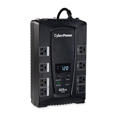 CYBERPOWER - CP825AVRLCD - 825VA/450W LINE INTERACTIVE UPS, 8 x NEMA 5-15R OUTLETS, NEMA 5-15P PLUG W/6FT POWER CORD, AVR, LCD, POWERPANEL PERSONAL SOFTWARE, 3 YR WTY