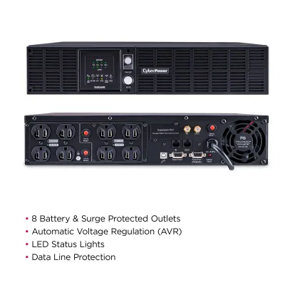 CYBERPOWER - CPS1500AVR - CyberPower 1500VA/900W Line-Interactive Rackmount UPS 8 Outlets, 3 Year Warranty, 1840 Joules