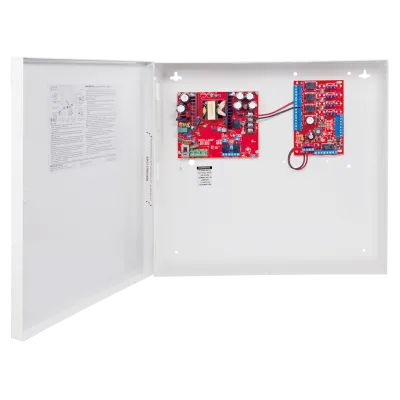 SECO-LARM - EAP-5D4 - Access Control Power Supply in enclosure. 12 or 24 VDC output voltage. 4 Outputs, 5A@12VDC. Heavy-duty