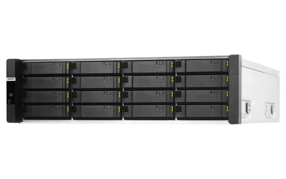 QNAP - ES1686dc-2142IT-128G-US - QNAP 16-Bay Active-Active Dual Controller ZFS NAS and iSCSI/ IP-SAN. 3U, SAS 12G (compatible with SAS 6G), 3 x Gigabit LAN, 4x10GbE(SFP+), 40GbE-ready