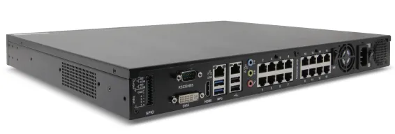 ExacqVision - IP16-12T-GPL-E - IP Desktop 16 port PoE+ G-Series NVR with 16 IP Enterprise licenses (16 max), 12TB Internal storage. PoE 240W total, 15w simultaneous all ports, 30w max per port. Linux Ubuntu 22.04 LTS OS on SSD, 4GB RAM, 1 X 1Gb