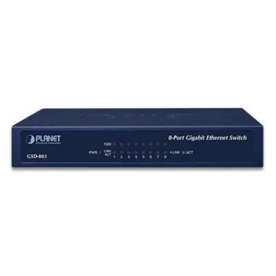 Planet - GSD-803 - 8-Port 10/100/1000Mbps Gigabit Ethernet Switch (External Power) - Metal Case