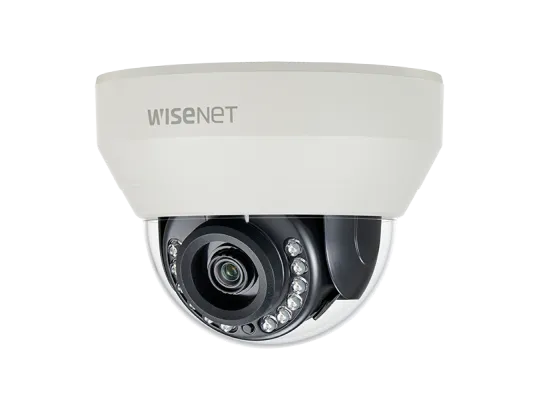 Hanwha - HCD-7010RA - Wisenet HD+ 4MP IR indoor dome camera, AHD or CVBS formats are available, 2.8 mm fixed lens, true D/N, 12VDC, IR distance 65 feet.