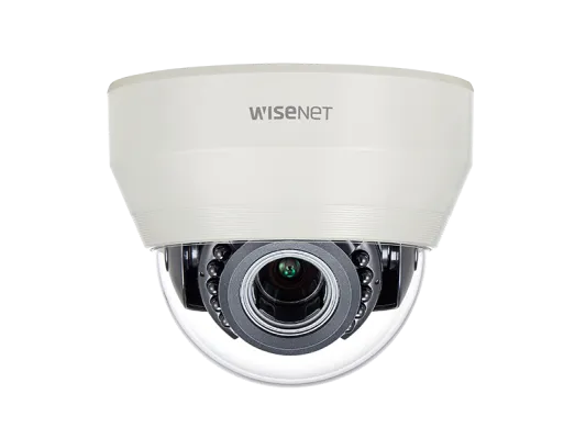 Hanwha - HCD-7070RA - Wisenet HD+ 4MP IR indoor dome camera, AHD or CVBS formats are available, manual vari-focal Lens (3.1X) (3.2-10mm), true D/N, 24VAC/12VDC, IR distance 65 feet.