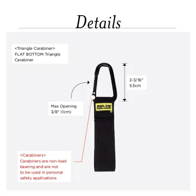 Rip-Tie - J-S9-T - One Inch Wide CableCarrier with Silver Triangle Carabiner, 1″ x 9″