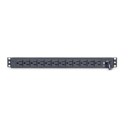 Cyber Power - PDU15B12R - 15A (Derated to 12A), 120 V, 50Hz/60Hz, NEMA 5-15P plug, 12 NEMA 5-15R, 1U Rackmount, 15 ft Cord, Limited lifetime warranty