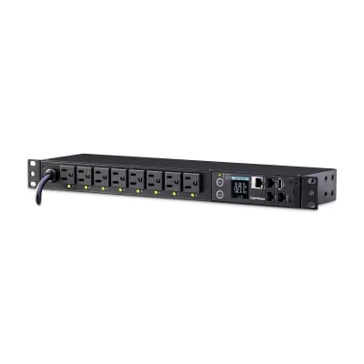 Cyber Power - PDU41001 - Switched PDU 15A 120V NEMA 5-15P input 8 NEMA 5-15R output 12ft cord 1U