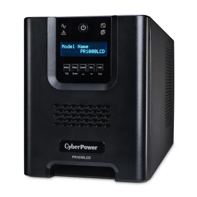 CYBERPOWER - PR1000LCD - 1000VA/1000W, Pure Sine Wave, NEMA 5-15P, 6 ft cord, 8 NEMA 5-15R, USB, Serial, SNMP, Relay, EPO, PowerPanel Business Edition software, Yes, 3 year warranty