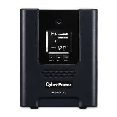 CYBERPOWER - PR3000LCDSL - 3000VA/2700W, Pure Sine Wave, NEMA L5-30P (straight), 10 ft, 6 NEMA 5-20R, 1 NEMA L5-30R, USB, Serial, SNMP, Relay, EPO, PowerPanel Business Edition software, Yes, 3 year warranty