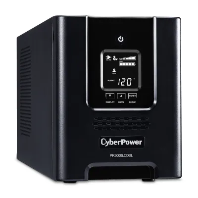 CYBERPOWER - PR3000LCDSL - 3000VA/2700W, Pure Sine Wave, NEMA L5-30P (straight), 10 ft, 6 NEMA 5-20R, 1 NEMA L5-30R, USB, Serial, SNMP, Relay, EPO, PowerPanel Business Edition software, Yes, 3 year warranty
