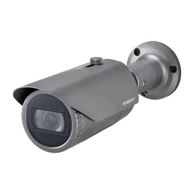 Hanwha - QNO-6082R - Wisenet Q network outdoor vandal bullet camera, 2MP @ 30fps, motorized vari-focal lens 3.1x (3.2 ~ 10.0mm) (109°~33°), triple codec H.265/H.264/MJPEG with Wisestream II, 120dB WDR, IR LEDs range 98', defocus detection, hallway Vi