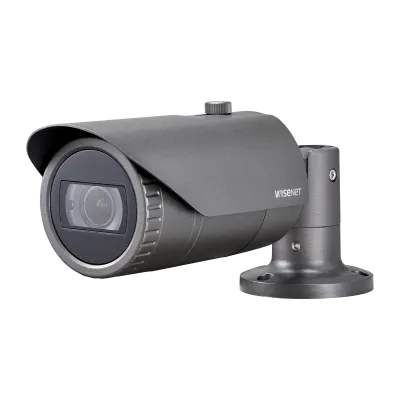 Hanwha - QNO-6082R - Wisenet Q network outdoor vandal bullet camera, 2MP @ 30fps, motorized vari-focal lens 3.1x (3.2 ~ 10.0mm) (109°~33°), triple codec H.265/H.264/MJPEG with Wisestream II, 120dB WDR, IR LEDs range 98', defocus detection, hallway Vi