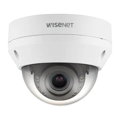 Hanwha - QNV-6082R1 - Wisenet Q network outdoor vandal dome camera, 2MP @ 30fps, motorized vari-focal lens 3.1x (3.2 ~ 10.0mm) (109°~33°), triple codec H.265/H.264/MJPEG with Wisestream II, 120dB WDR, IR LEDs range 98', defocus detection, hallway Vie