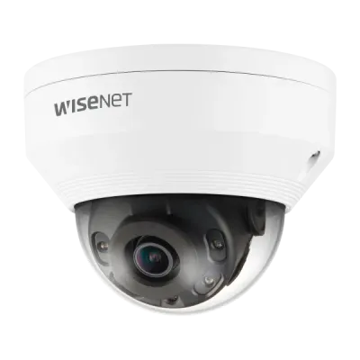 Hanwha - QNV-7022R - Wisenet Q network outdoor vandal dome camera, 4MP @30fps, 4mm fixed focal lens (78°), triple codec H.265/H.264/MJPEG with Wisestream II, 120dB WDR, IR LEDs range 82', motion detection, tampering, defocus detection, hallway View, 