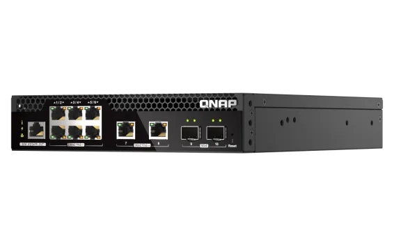 QNAP - QSW-M2106PR-2S2T-US - QNAP Half-Rackmount Switch QSW-M2106PR-2S2T-US, Management Switch, 6 port 2.5Gbps with PoE 802.3bt(90W)