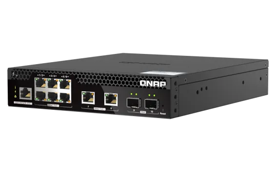 QNAP - QSW-M2106PR-2S2T-US - QNAP Half-Rackmount Switch QSW-M2106PR-2S2T-US, Management Switch, 6 port 2.5Gbps with PoE 802.3bt(90W)