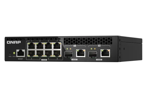 QNAP - QSW-M2108R-2C-US - QNAP Rackmount Switch QSW-M2108-2C, Management Switch, 8 port 2.5Gbps, 2 port 10Gbps SFP+/ NBASE-T Combo. Easy Management with Web Browser