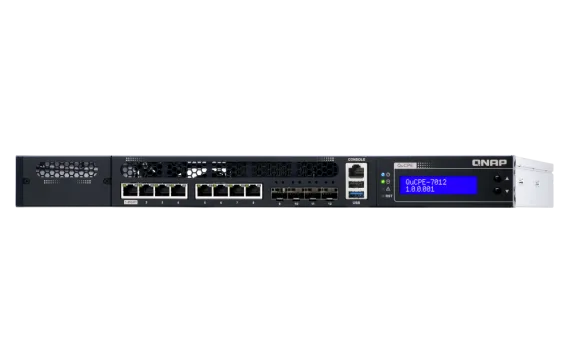 QNAP - QuCPE-7012-D2166NT-64G-US - QNAP Rackmount uCPE QuCPE-7012-D2166IT Intel Xeon D-2166IT 12C/24T 2.0 GHz, up to 3GHz, 64GB DDR4 ECC RAM, 4* 10GbE (SFP+), 8*2.5GbE