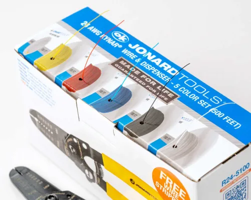 Jonard Tools - R24-5100 - 24 AWG Kynar® Wire Dispenser with 500 ft Wire, 5 Colors - With Wire Stripper