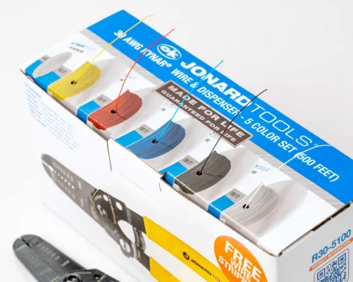 Jonard Tools - R30-5100 - 30 AWG Kynar® Wire Dispenser with 500 ft Wire, 5 Colors
