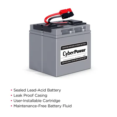 CYBERPOWER - RB12170X2A - Replacement Battery Cartridge for PR1500LCD, 2 batteries, 12V/72AH, Sealed lead-acid, 18 month warranty