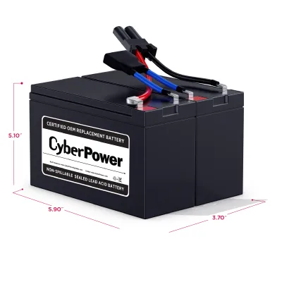 CYBERPOWER - RB1270X2B - Replacement Battery Cartridge for PR750LCD, 2 batteries, 12V/7AH, Sealed lead-acid, 18 month warranty