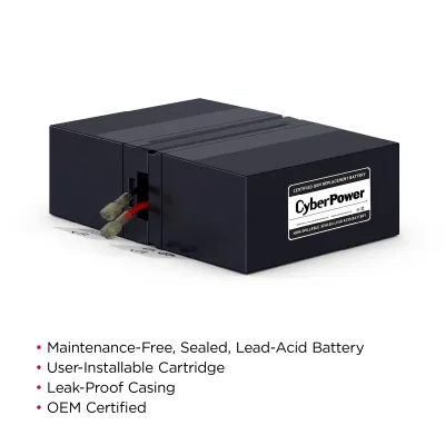 CYBERPOWER - RB1280X2D - Replacement Battery Cartridge for CP1200AVR and CP1285AVRLCD, 2 batteries, 12V/7.2AH, Sealed lead-acid, 18 month warranty