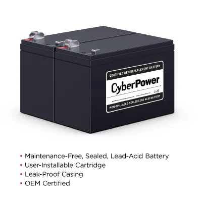 CYBERPOWER - RB1290X2 - CYBERPOWER RB1290X2 UPS REPLACEMENT BATTERY, 2 X 12V/9AH, 18-MONTH WARRANTY