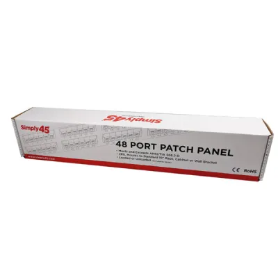 Simply 45 - S45-2548 - 48 Port Loaded UTP Cat5e Patch Panel, 2RU, 110 style, Cable Management Bracket, Cable Ties and Rack Screws. 1ea/box