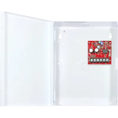 SECO-LARM - ST-2406-3AEQ - 3A Power Supply Charger with Enclosure. Provides 6, 12 or 24 VDC regulated output at 2.5A continuous and 3A peak. Built-in Low Battery Cutoff when voltage drops below 20%. Room in enclosure for two 4Ah batteries or one 7Ah 