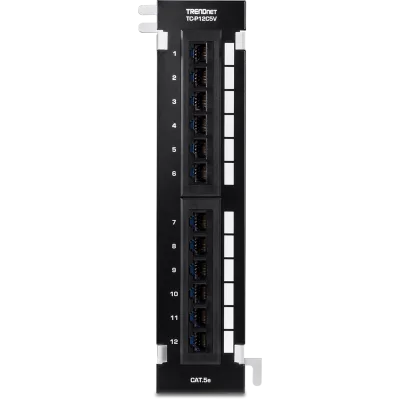 TRENDNET - TC-P12C5V - 12-Port Cat5e Unshielded Wall Mount Patch Panel with Included 89D Bracket