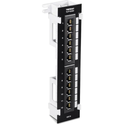 TRENDNET - TC-P12C6V - 12-Port Cat6 Unshielded Wall Mount Patch Panel with Included 89D Bracket