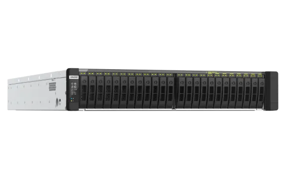 QNAP - TDS-h2489FU-4314-1TB-US - QNAP 24-Bay 2U all-flash NAS, NVMe Gen 4 x4, Dual Intel Xeon Silver 4314Y processor (up to 3.4 GHz), 1TB RDIMM ECCC DDR4 RAM, 4 x 2.5GbE LAN, 2 x 25GbE SFP28 SmartNIC port, 2 x PCIe expansion slot